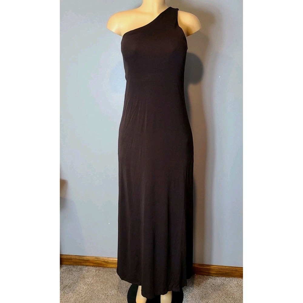 Lauren Ralph Lauren Maxi Dress Womens Size Large Brown Slinky Minimalist 90s Art